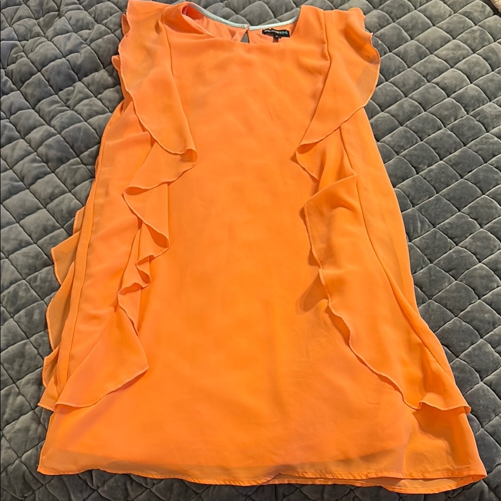Sequin Hearts Orange Ruffled Sundress for Wedding Guest